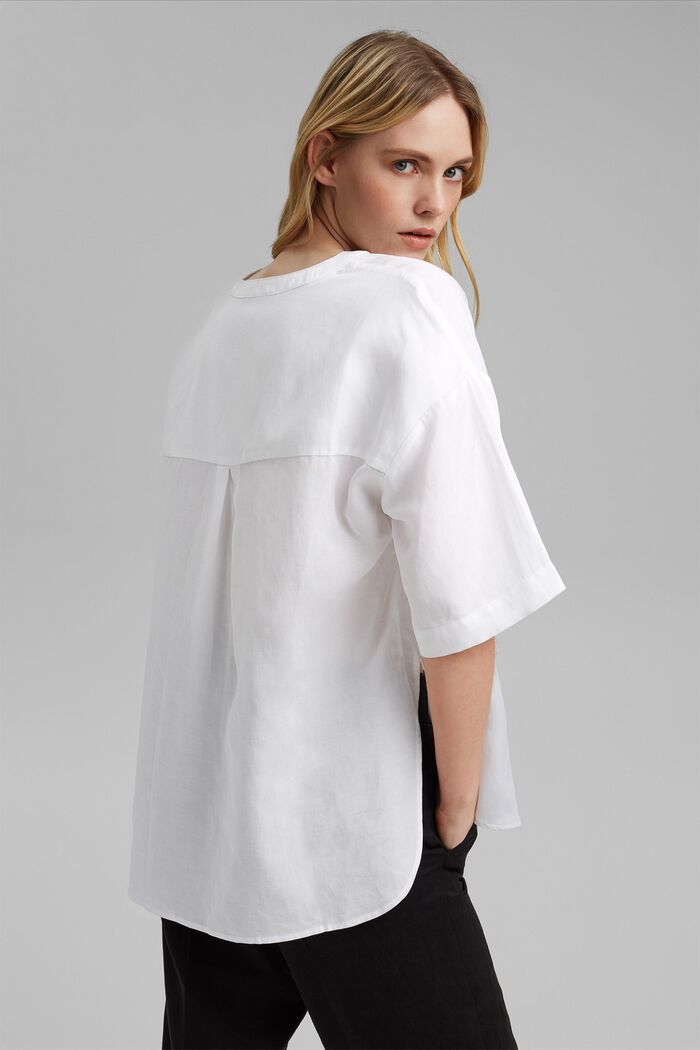 Oversized blouse made of a lyocell/linen blend, WHITE, detail image number 3