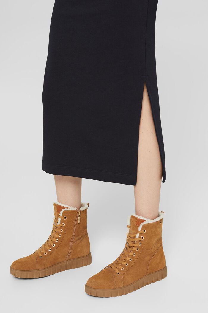 Organic cotton blend sweatshirt midi skirt, BLACK, detail image number 2