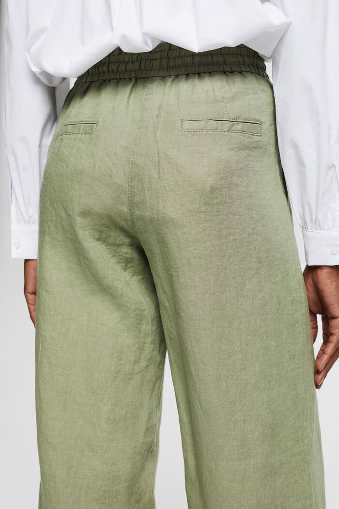 Linen trousers with a wide leg, LIGHT KHAKI, detail image number 5