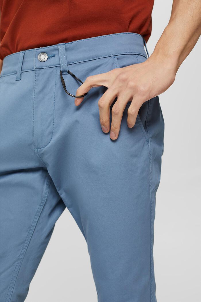 Narrowly-cut chinos made of organic cotton, BLUE, detail image number 2