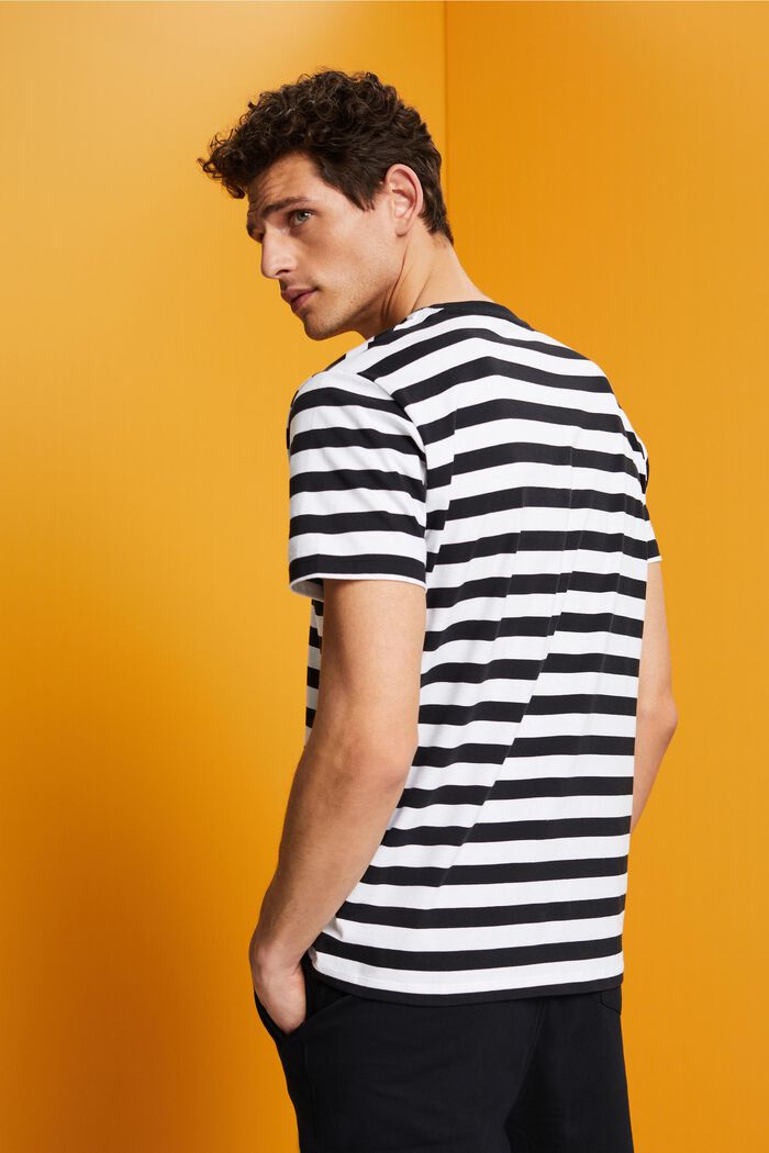Striped Cotton T-Shirt, BLACK, detail image number 4