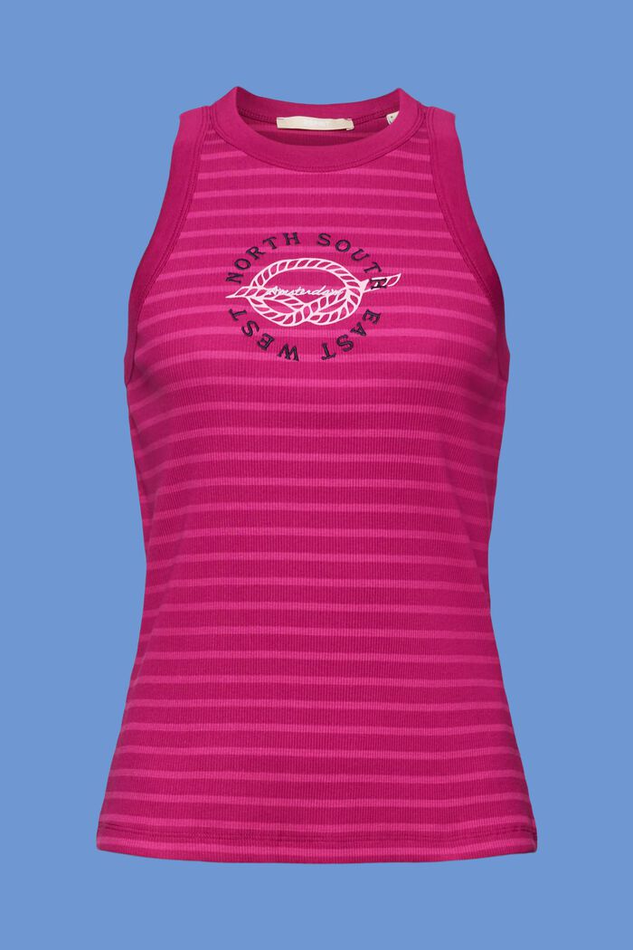 Embroidered ribbed tank top with print, DARK PINK, detail image number 6