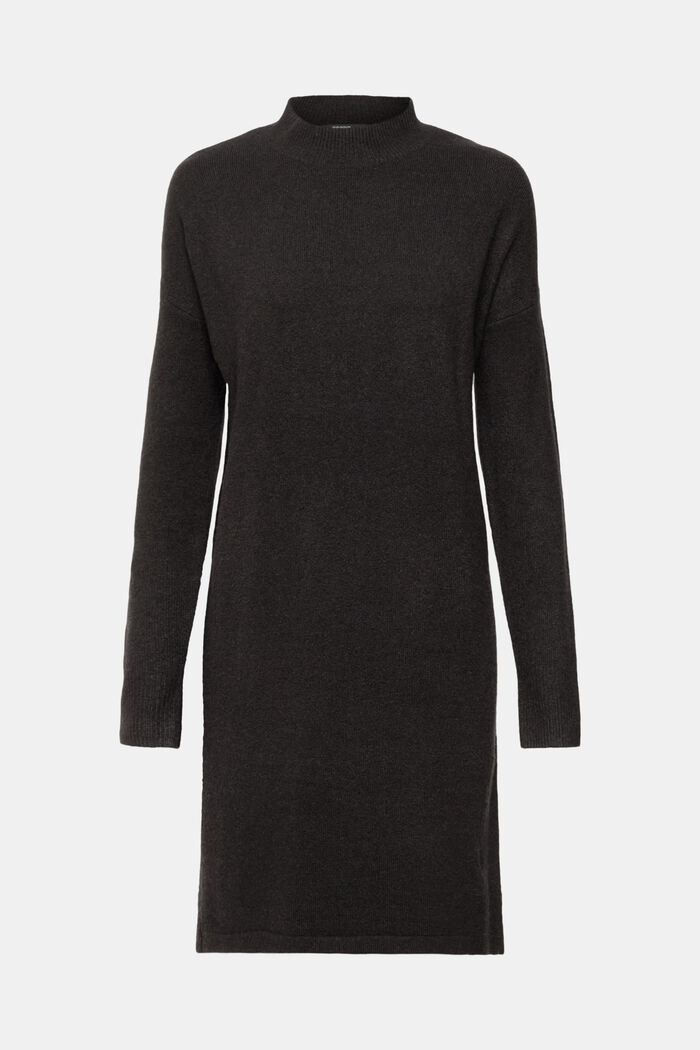 Knitted wool blend dress with mock neck, BLACK, detail image number 6