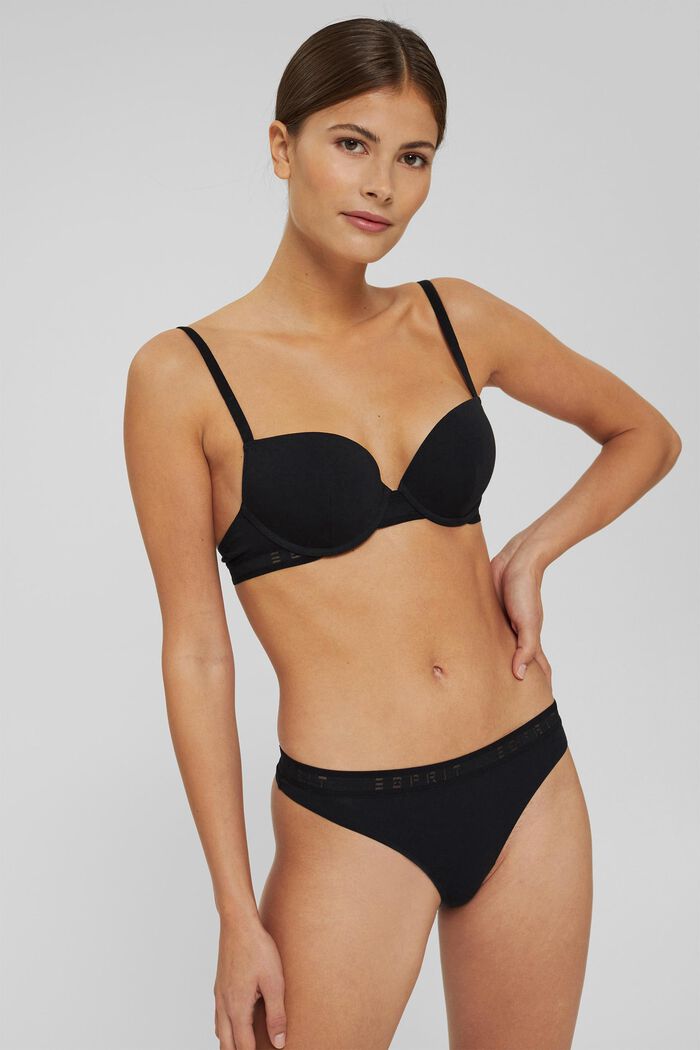 Heavily padded push-up bra with a border, BLACK, detail image number 0