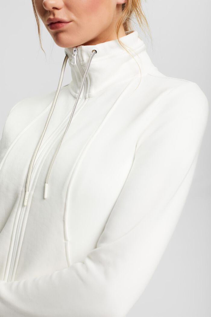 Zipper sweatshirt, cotton blend, OFF WHITE, detail image number 2