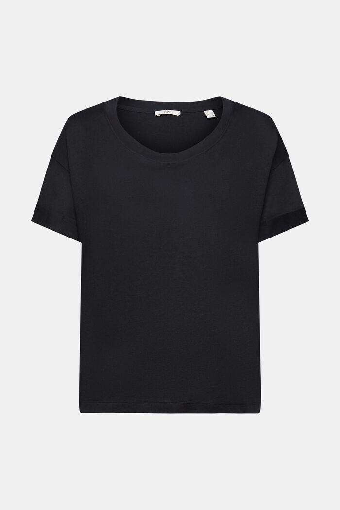 T-shirt with turn-up sleeves, BLACK, detail image number 6