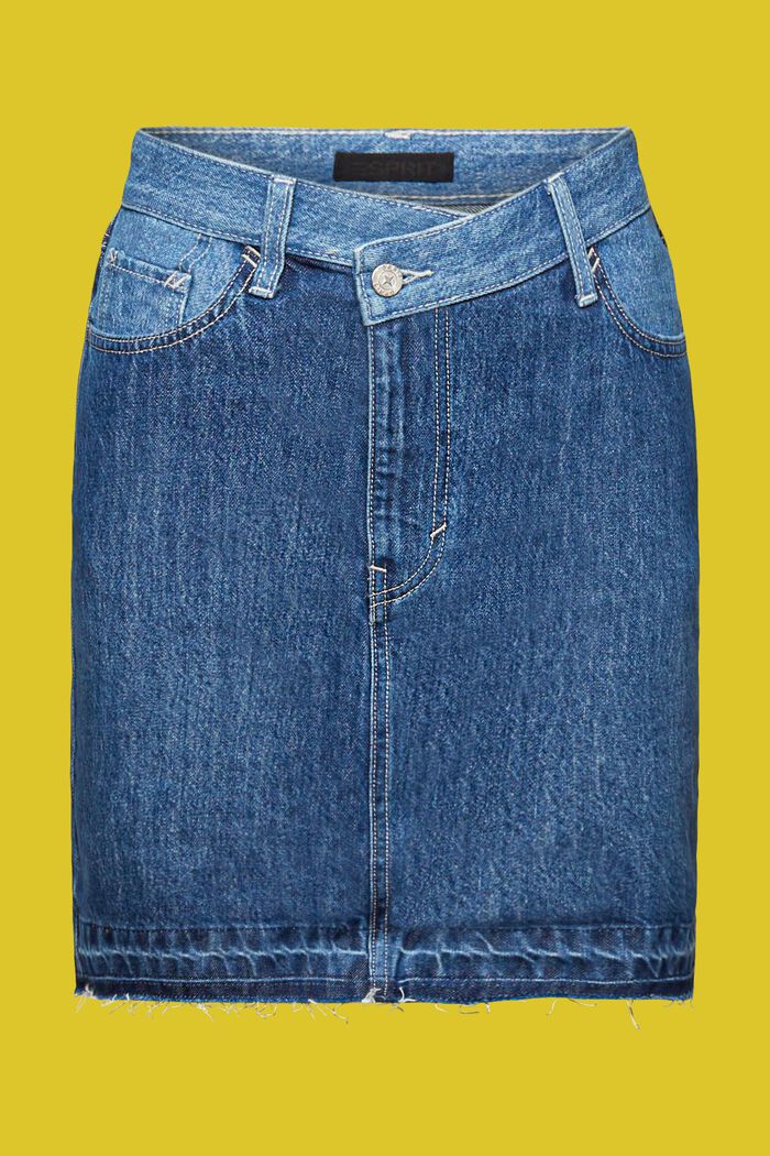 Jeans mini skirt with an asymmetric hem, BLUE LIGHT WASHED, detail image number 7