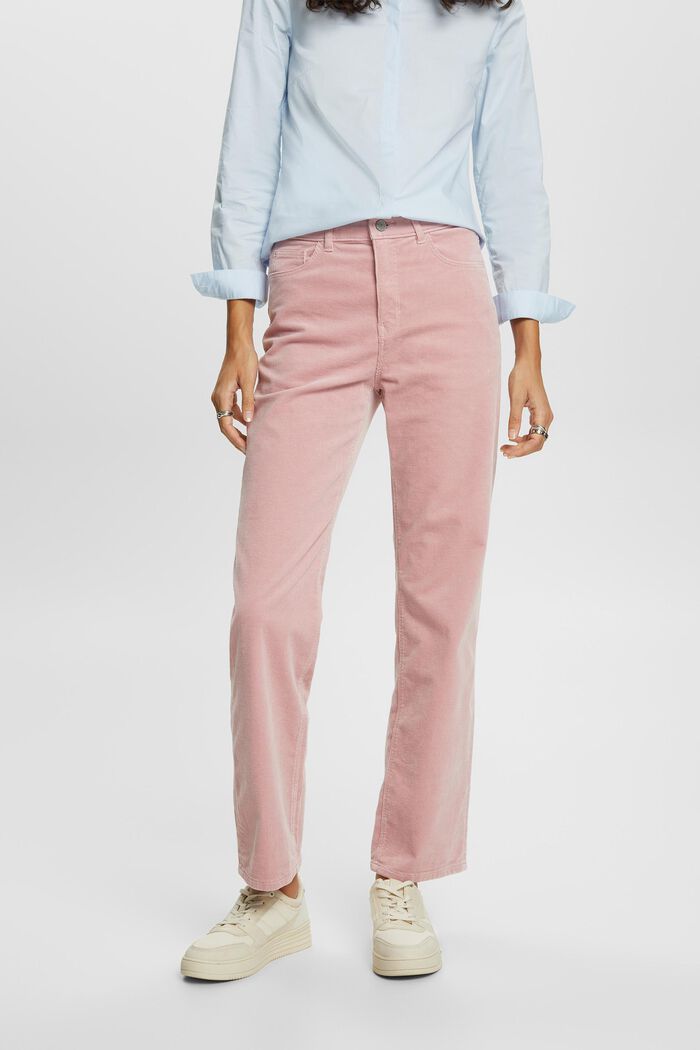 High-Rise Straight Fit Corduroy Trousers, OLD PINK, detail image number 0