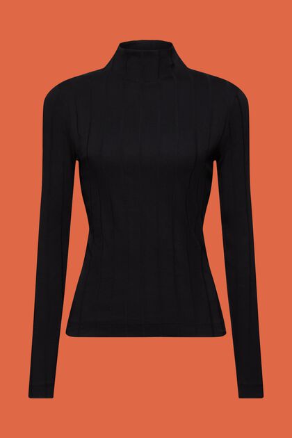 Ribbed Jersey Turtleneck Top