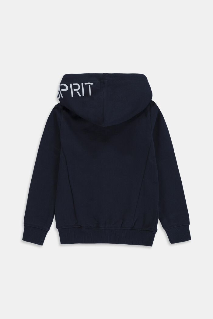 Zip-up hoodie with a logo print, 100% cotton, NAVY, detail image number 1