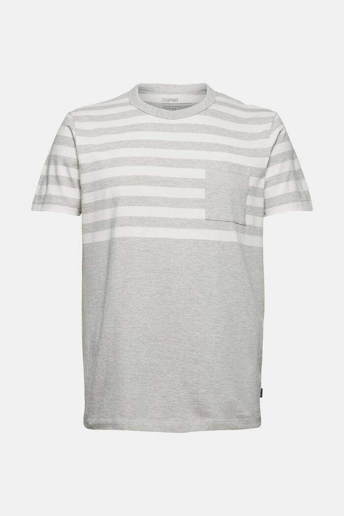 Striped jersey T-shirt with pocket, LIGHT GREY, overview