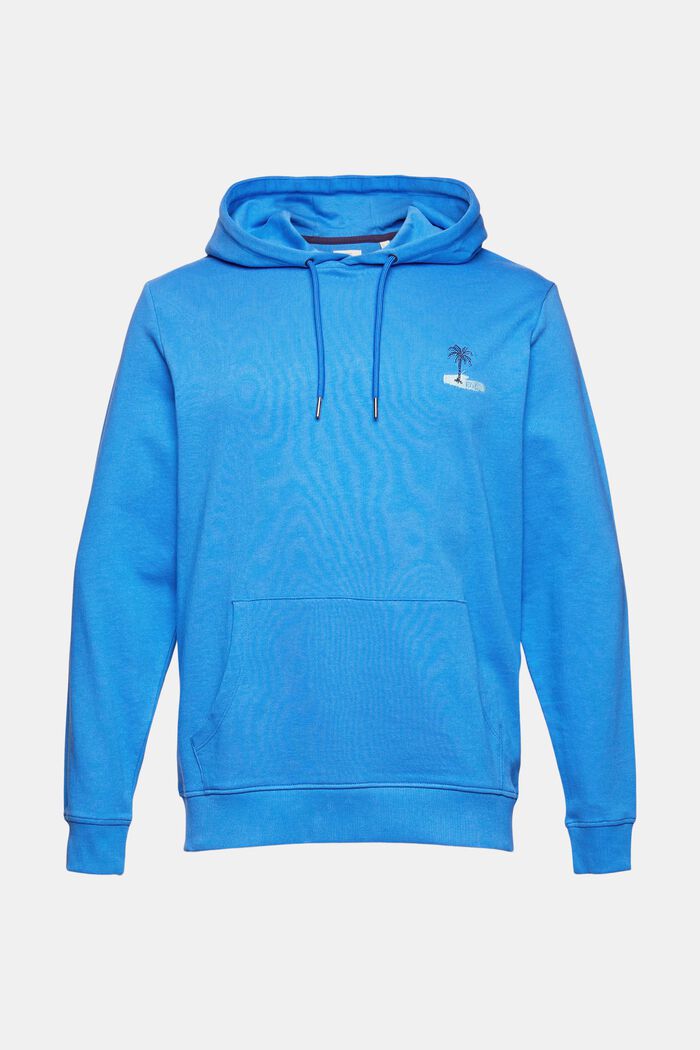 Hoodie with a back print, BRIGHT BLUE, overview