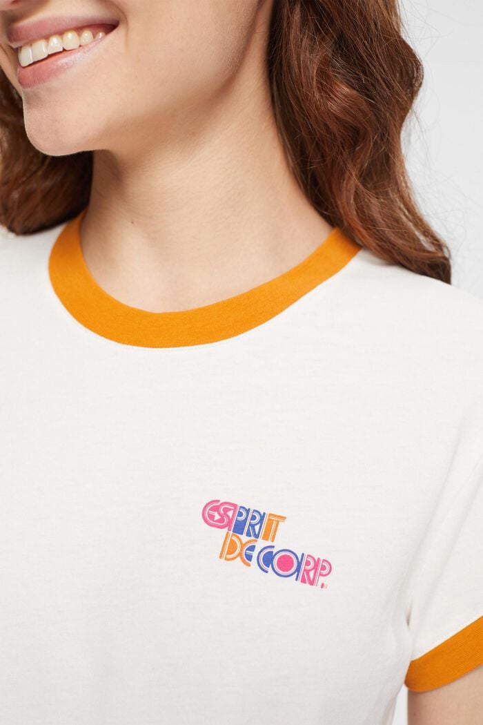 Cropped logo T-shirt, 100% cotton, OFF WHITE, detail image number 3