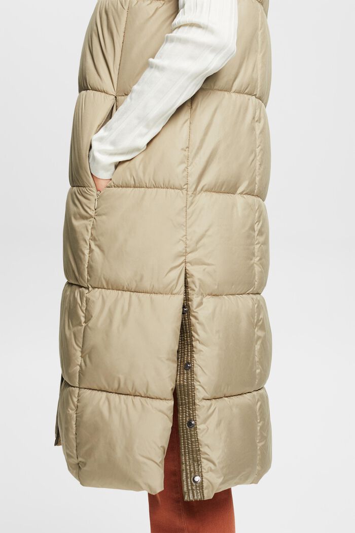 Recycled: longline quilted waistcoat, KHAKI BEIGE, detail image number 2