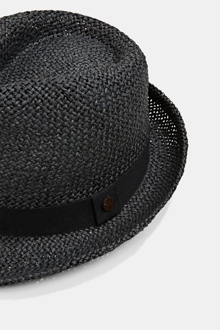 Hat made of paper bast, BLACK, detail image number 1
