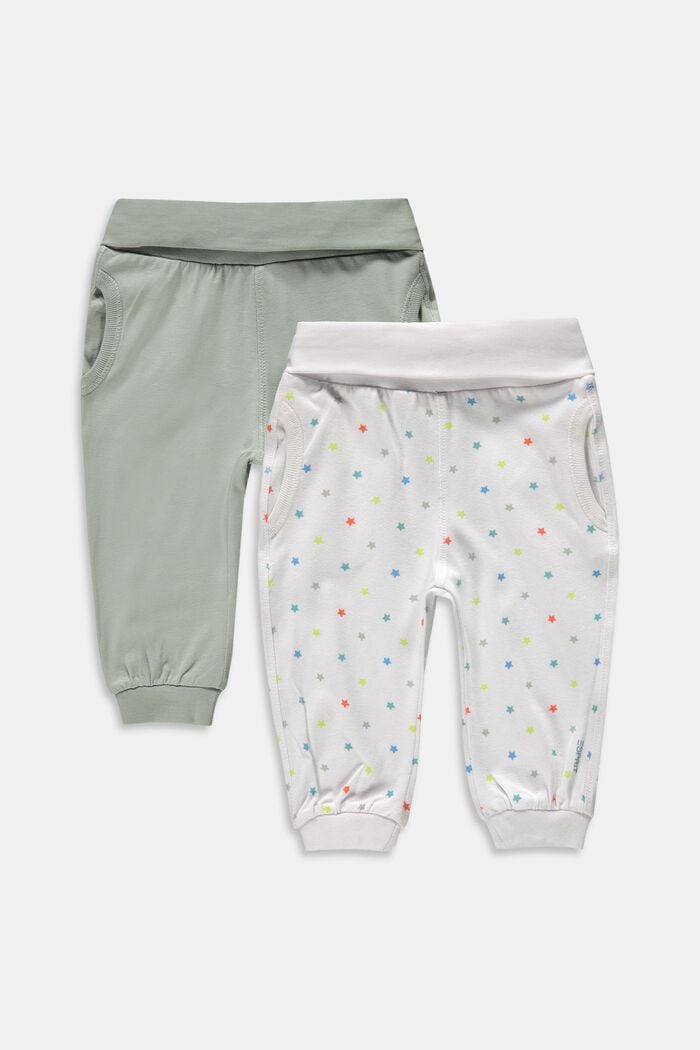 Double pack of tracksuit bottoms, organic cotton, LIGHT AQUA GREEN, overview