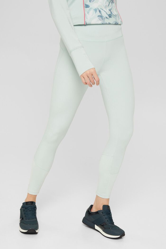 Made of recycled material: stretch leggings with E-DRY technology, PASTEL GREEN, detail image number 0