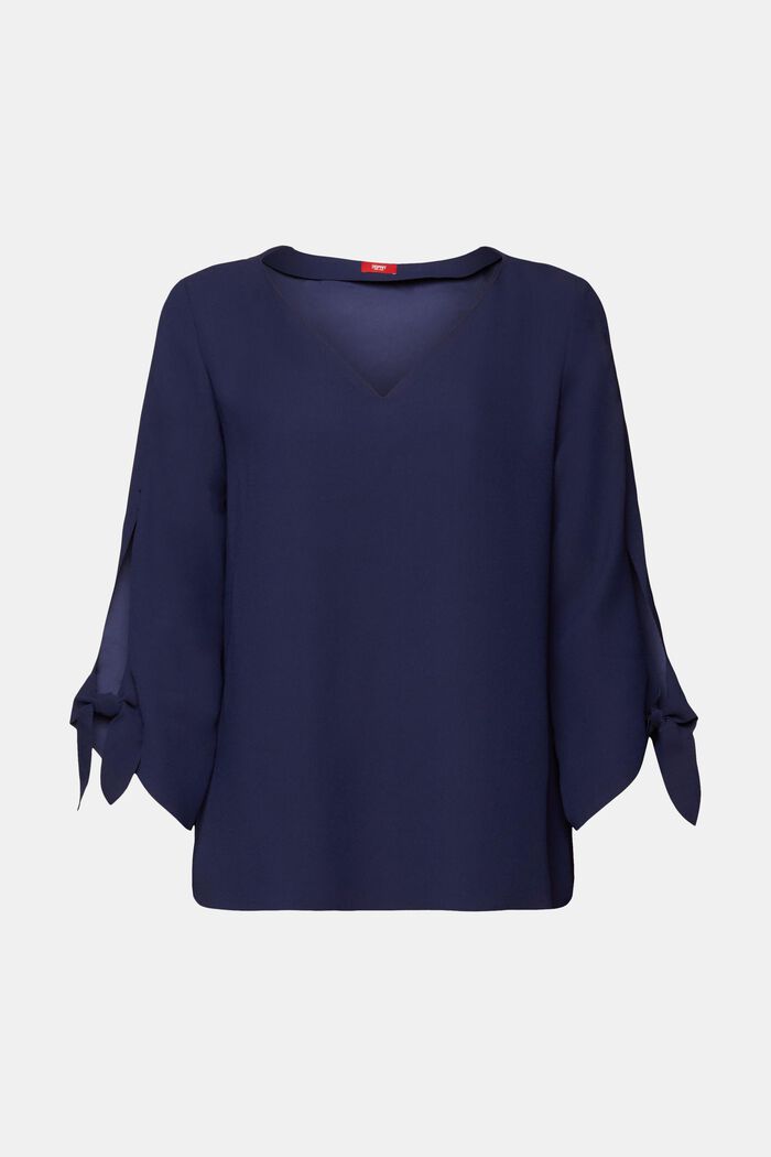 Stretch blouse with open edges, DARK BLUE, detail image number 5