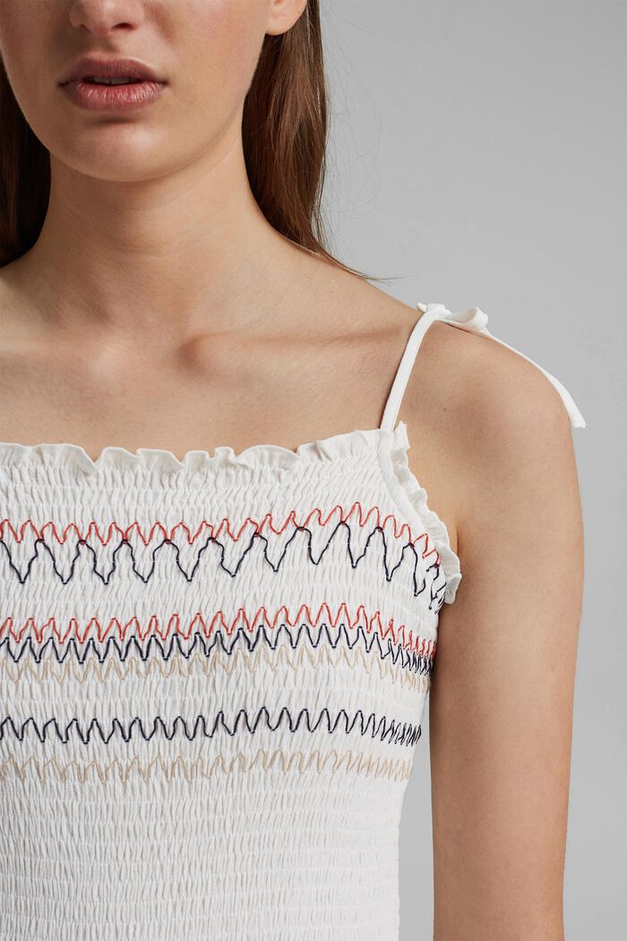 Smocked top made of LENZING™ ECOVERO™, OFF WHITE, detail image number 2