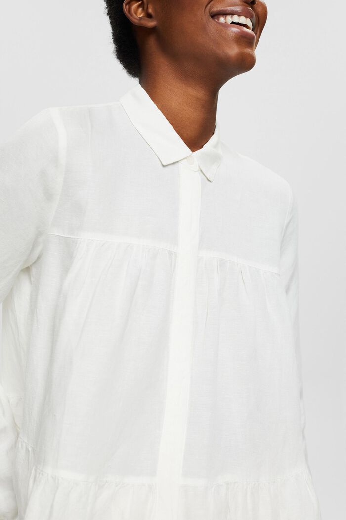 Cotton blend flounce blouse, OFF WHITE, detail image number 2