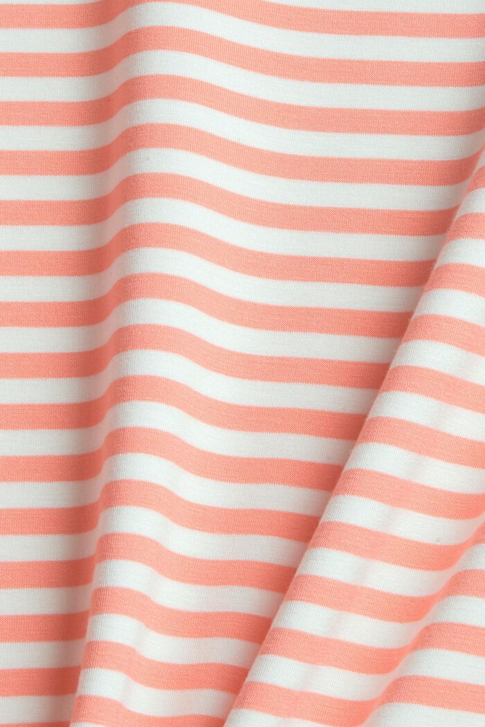 Striped long sleeve top with a high-low hem, CORAL ORANGE, detail image number 4
