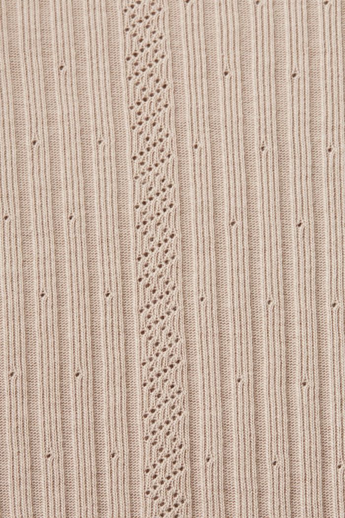 Pointelle Rib-Knit Jersey Longsleeve, LIGHT TAUPE, detail image number 5