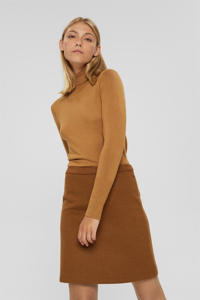 Wool blend: A-line mini skirt, TOFFEE, detail image number 1