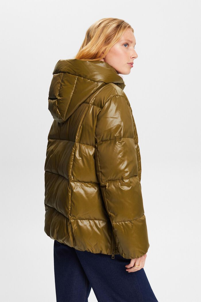 Recycled: puffer jacket with down, DARK KHAKI, detail image number 2