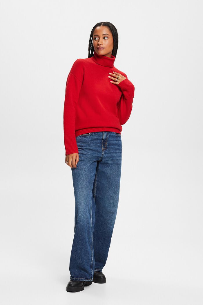 Turtleneck Sweater, DARK RED, detail image number 0
