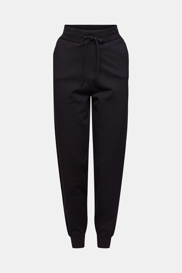 Knitted tracksuit bottoms, BLACK, overview
