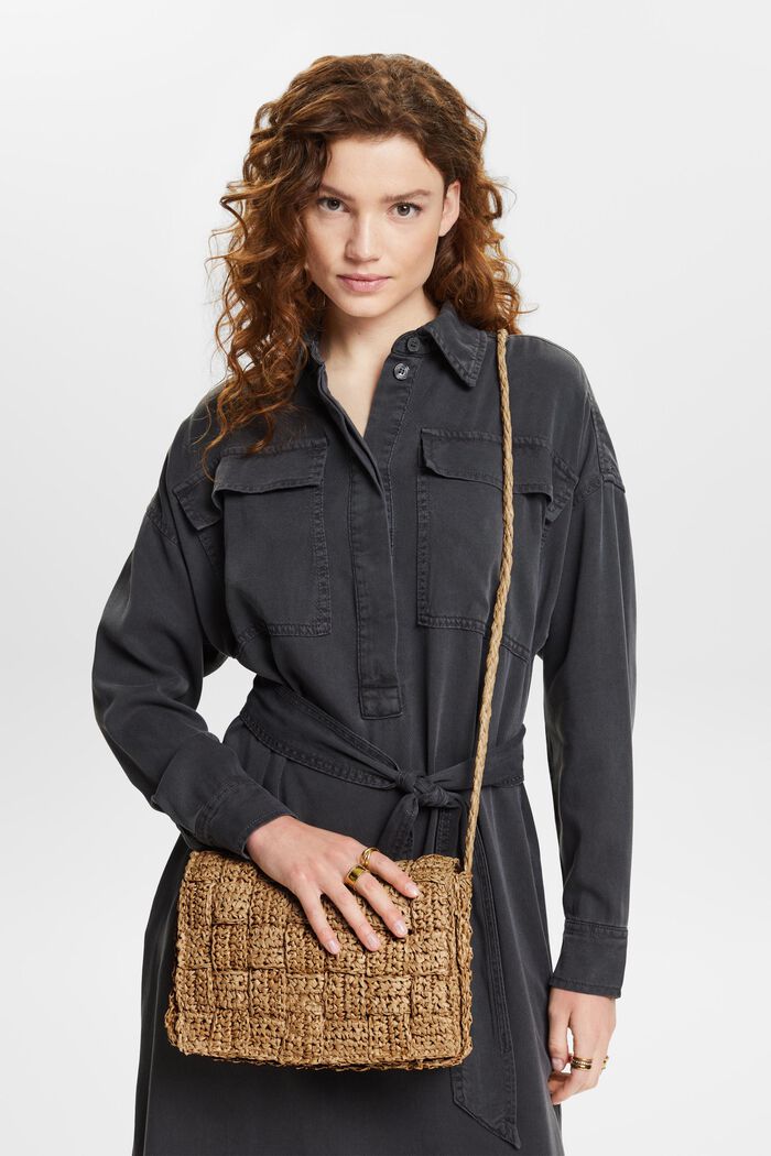Crochet Flap Shoulder Bag, CAMEL, detail image number 5