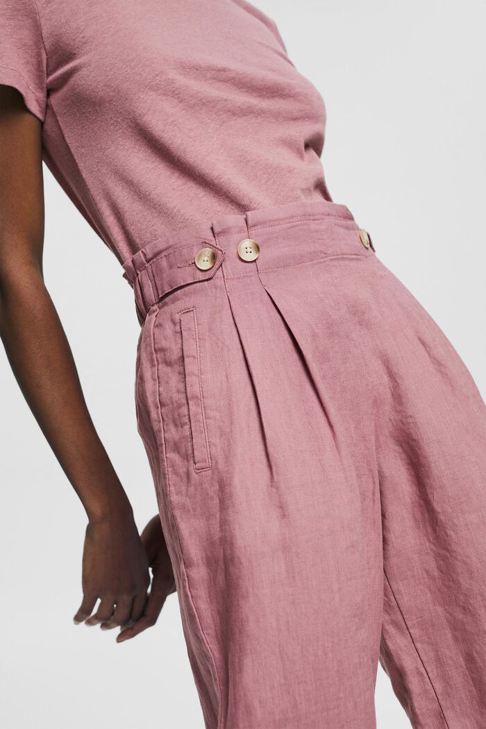 Linen trousers with cropped legs, MAUVE, detail image number 2