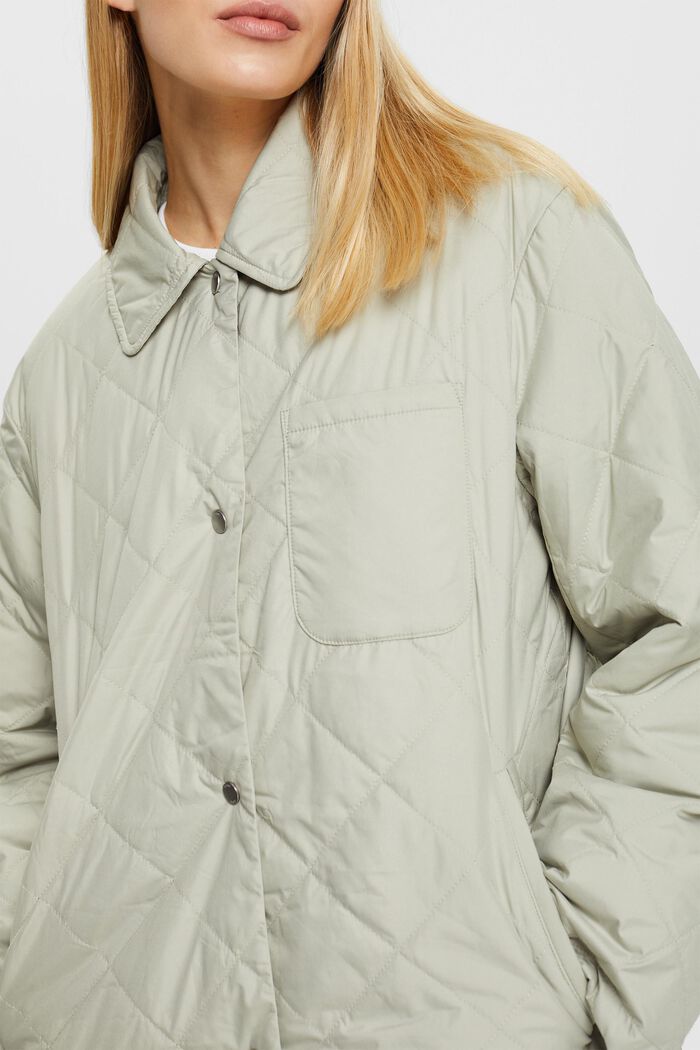 Ultra-lightweight quilted coat, DUSTY GREEN, detail image number 2
