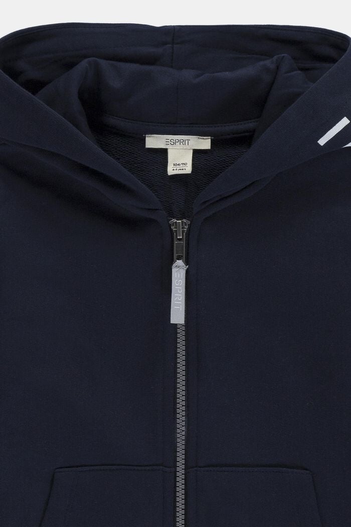 Zip-up hoodie with a logo print, 100% cotton, NAVY, detail image number 2