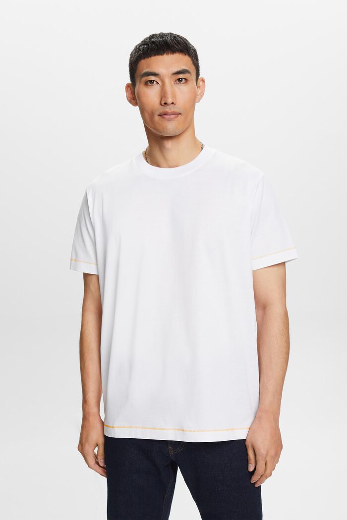 Jersey crewneck t-shirt, 100% cotton, WHITE, detail image number 0