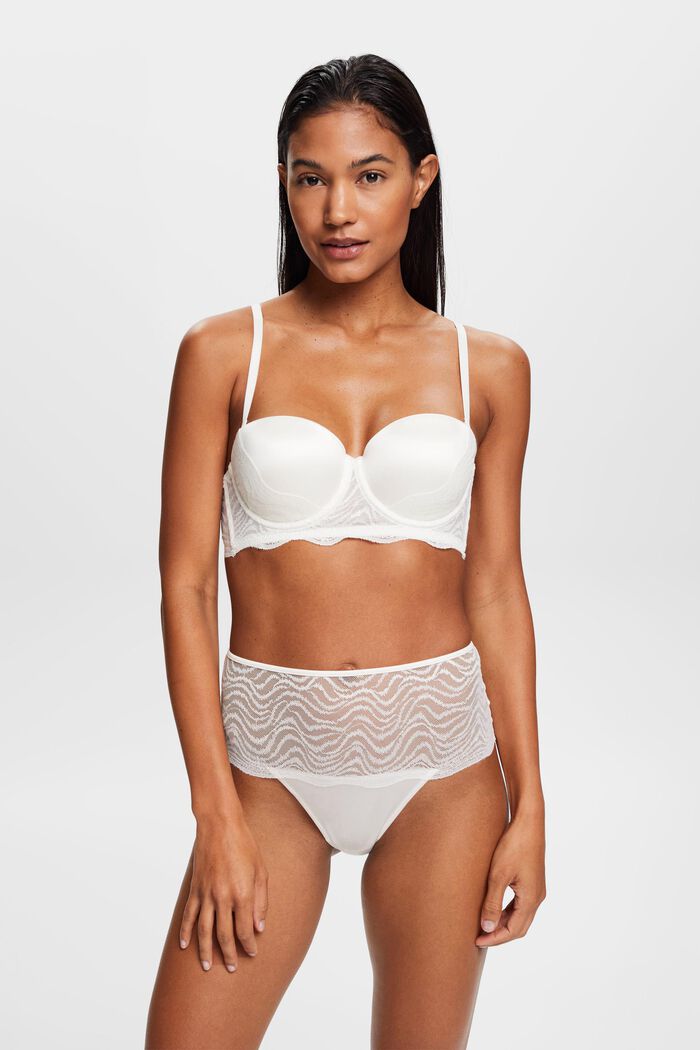 High-waist thong with lace, OFF WHITE, detail image number 0