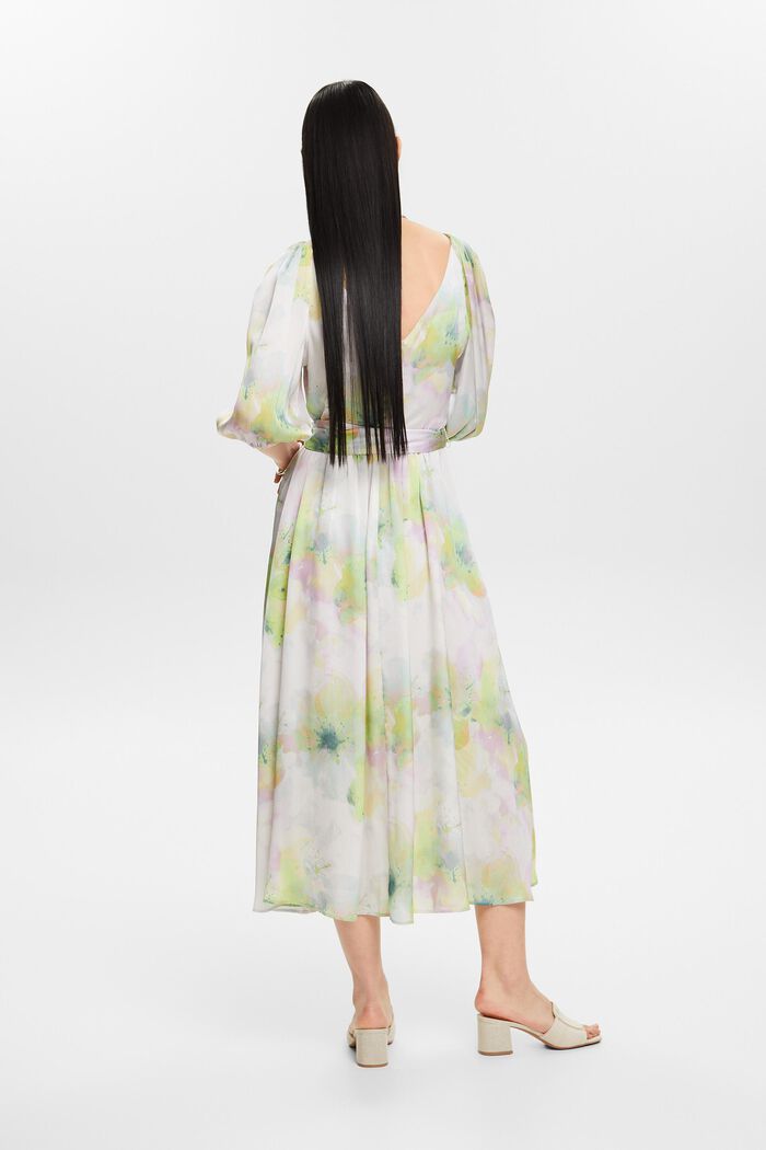Printed V-Neck Satin Maxi Dress, NUDE, detail image number 2
