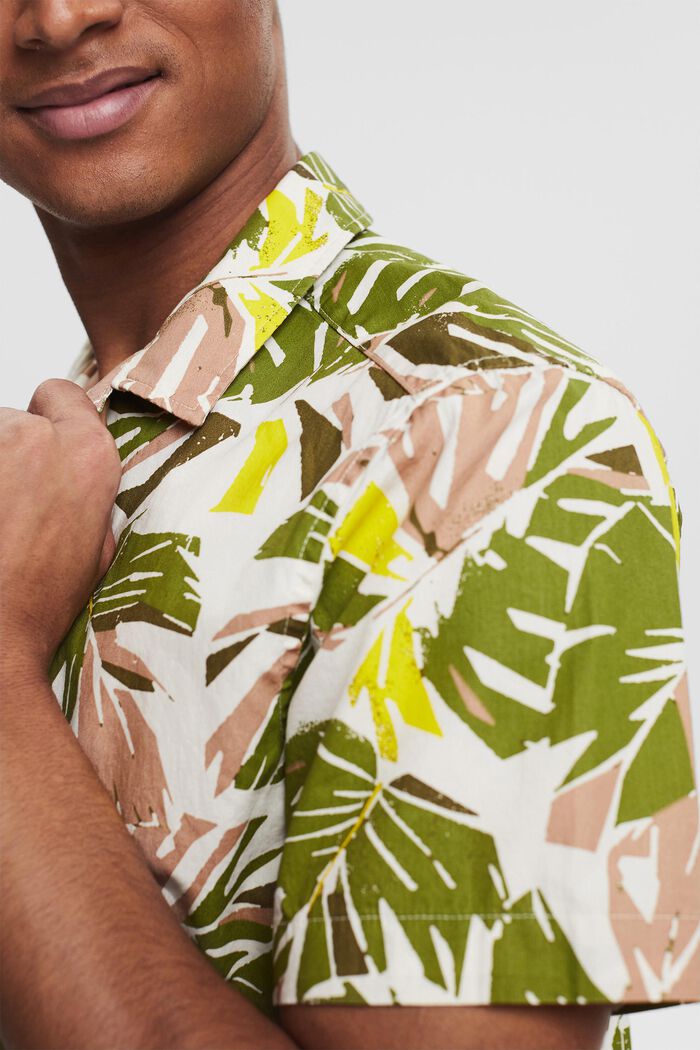 Shirt with tropical leaf print, LIGHT BEIGE, detail image number 2
