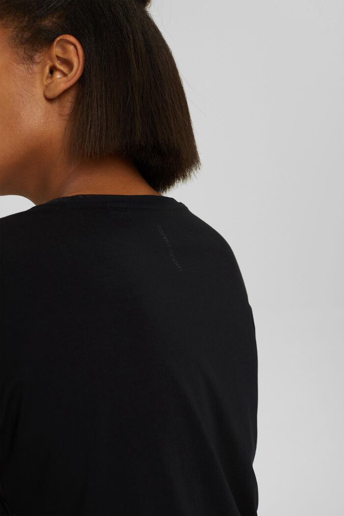 Boxy T-shirt with mesh, organic cotton, BLACK, detail image number 5