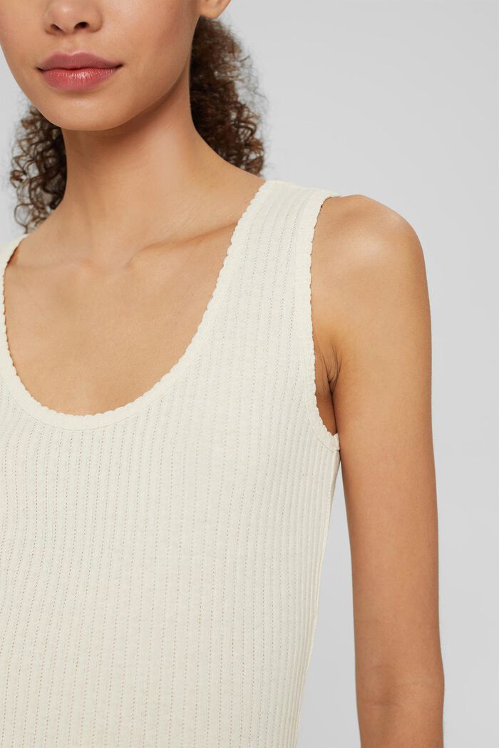 Ribbed sleeveless top made of recycled material, OFF WHITE, detail image number 2