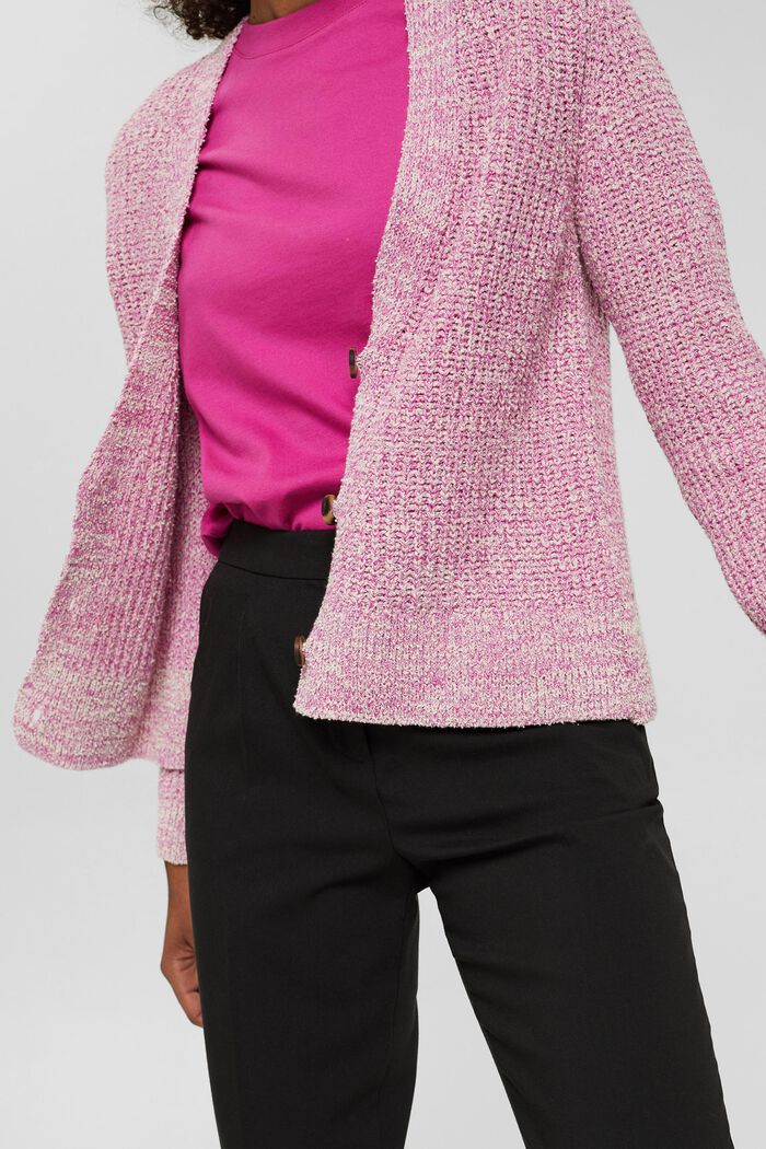 Mouliné-look cardigan, organic cotton, PINK FUCHSIA, detail image number 2