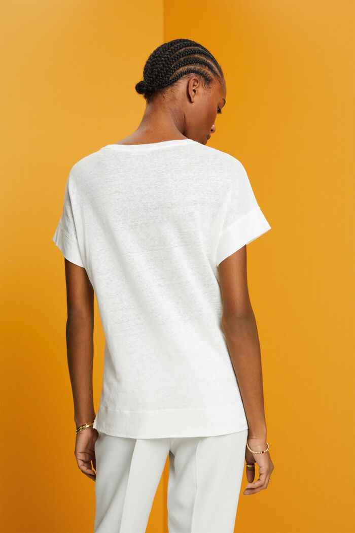 Linen t-shirt, OFF WHITE, detail image number 3