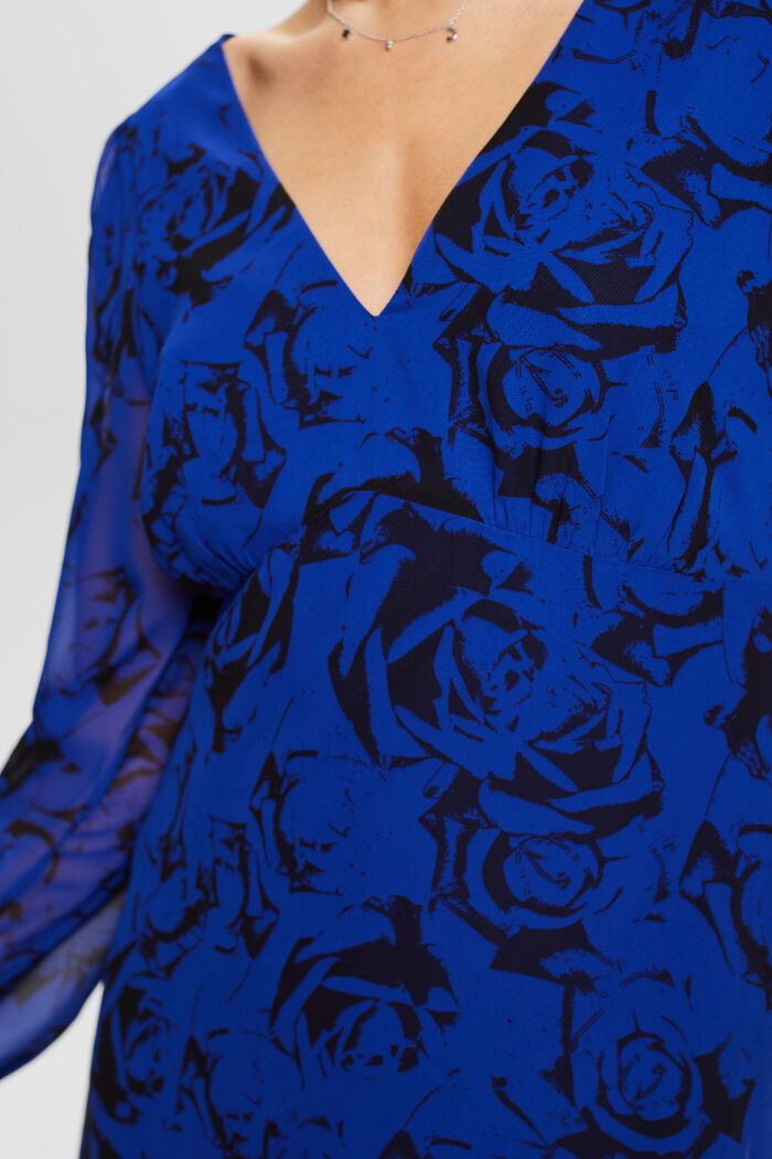 Printed V-Neck Mini Dress, BRIGHT BLUE, detail image number 4