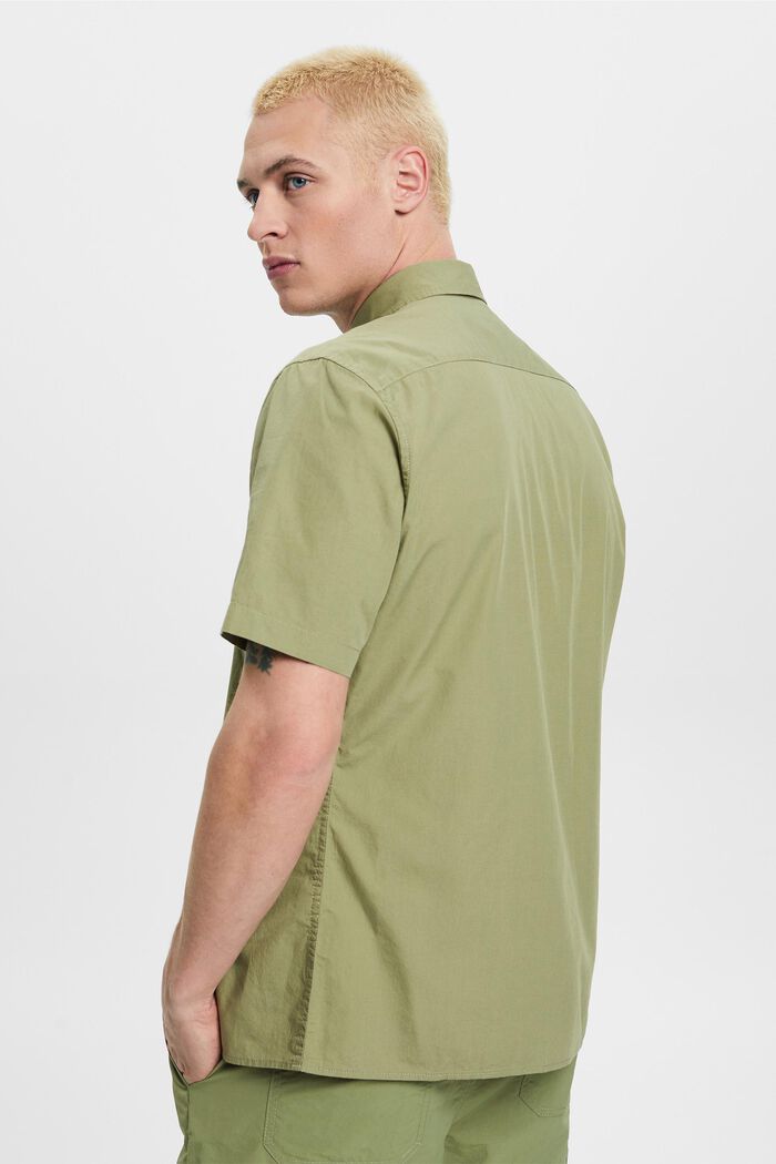 Short-sleeved sustainable cotton shirt, LIGHT KHAKI, detail image number 3