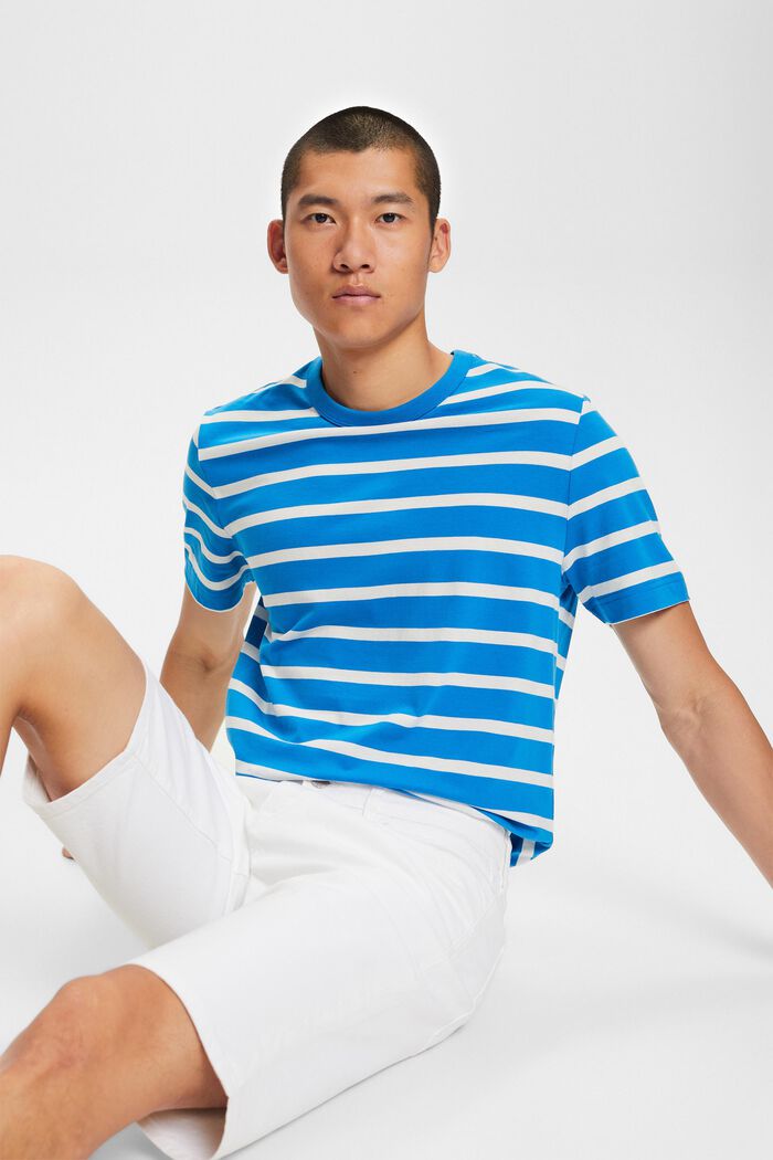 Striped Cotton Jersey T-Shirt, BLUE, detail image number 4
