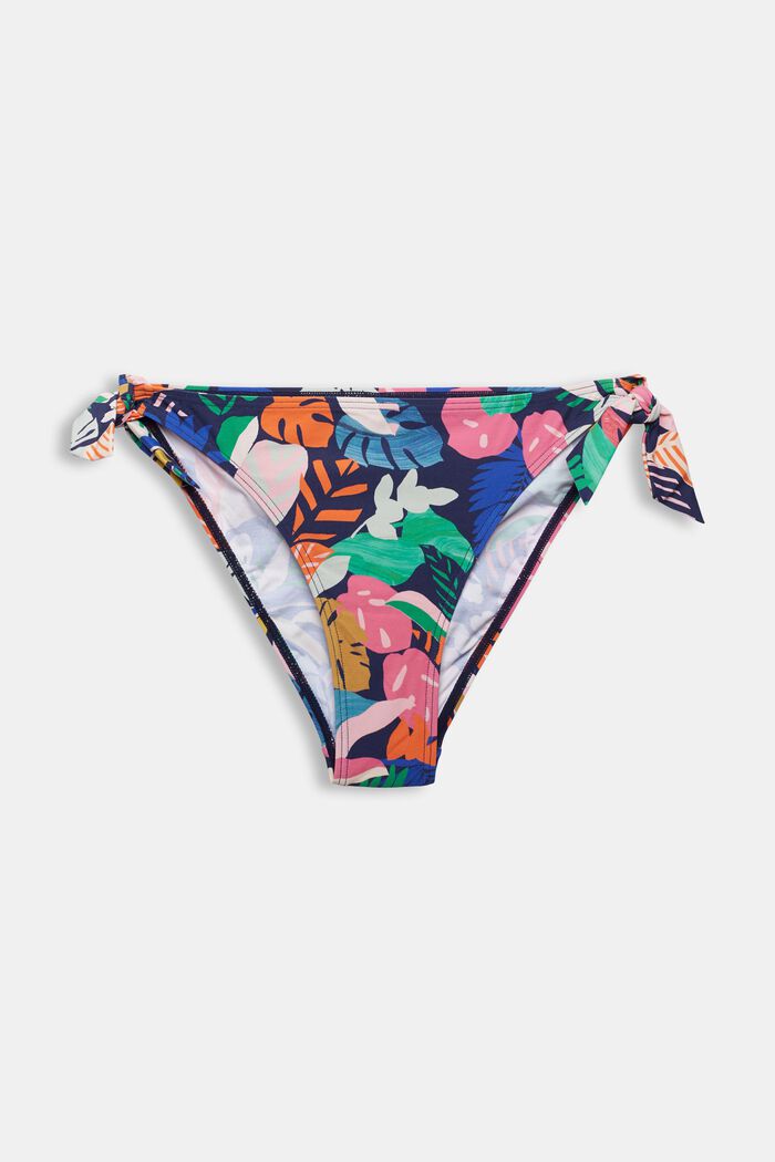 Bikini briefs with a colourful pattern and ties, NAVY, detail image number 4