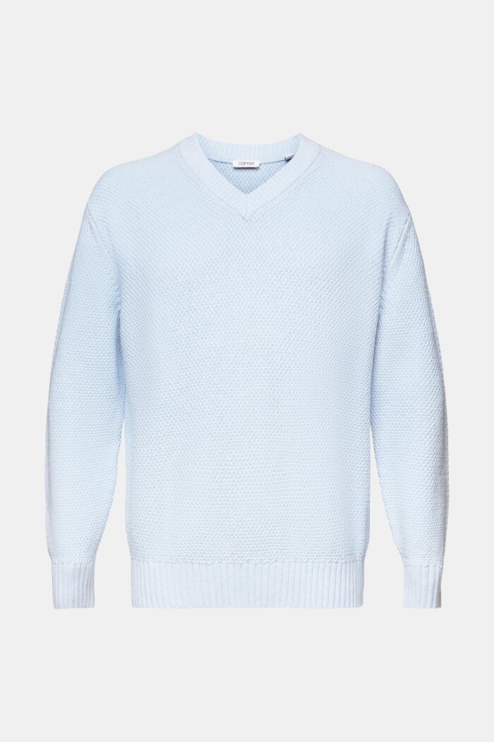 Cotton V-Neck Sweater, LIGHT BLUE, detail image number 5