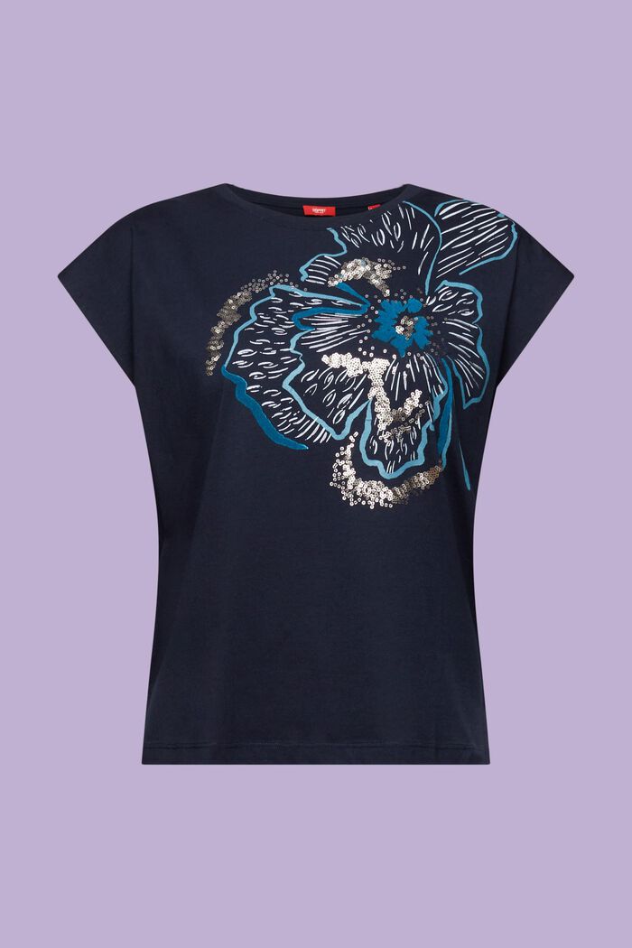 Sequin Print Sleeveless T-Shirt, NAVY, detail image number 6