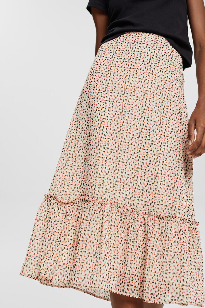 midi-length chiffon skirt, SAND, detail image number 3
