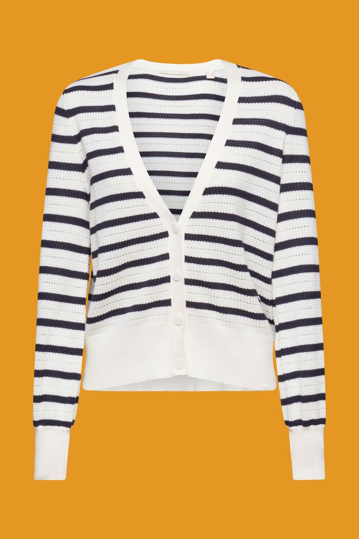 Striped pointelle cardigan, OFF WHITE, detail image number 6